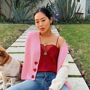 CAMI NYC SWEETHEART CHARMEUSE TOP - RED